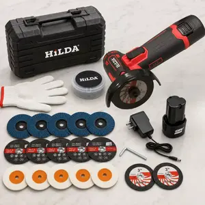 IRONFIX Cordless Brush Angle Grinder Kit, 19500rpm Mini Electric Handheld Grinder Cutter (1100g) with 2x16.8V 2000mAh Cells, 6 Cutting Discs, for Metal, Wood, Masonry, Home Improvement Tasks (Glove Compatible)