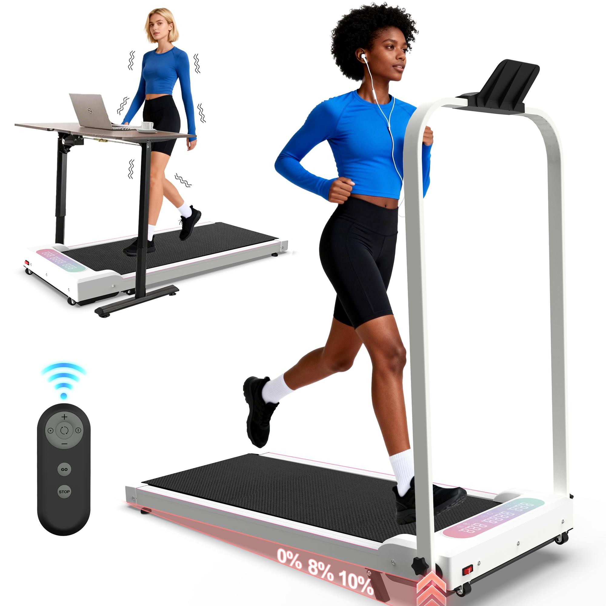 Dufominc 2-in-1 Foldable Incline Treadmill with Handle, Portable Under Desk Walking Pad, Vibration Pad, and Remote Control – Home Workout Gear