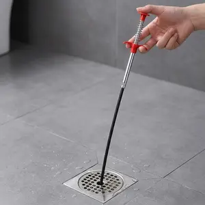 Stainless Steel Drain Unclogging Tool 1 Pack - Portable Reusable Sink Clog Remover for Kitchen Bathroom, Heavy Duty Sewer Opener, Home Cleaning Essentials, Summer Bathroom Supplies, Lightweight Easy to Use, Effective Hair Grease Clog Remover,