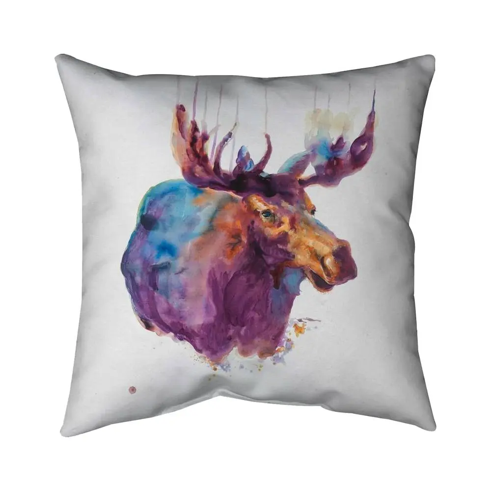 360 Stand 5541-1616-AN254 Standard Size 16x16 in. Poly Twill Weave Abstract Moose Deer Pillow, Contemporary Home Decor Cushion with Vibrant Print, Animal Standard Pillows, Decorative Standard Pillows