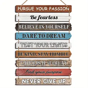 Wooden Motivational Motto Wall Art Sign, 1/3 Sets Inspirational Quotes Themed Decoration, Positive Affirmations Gift for Women Men