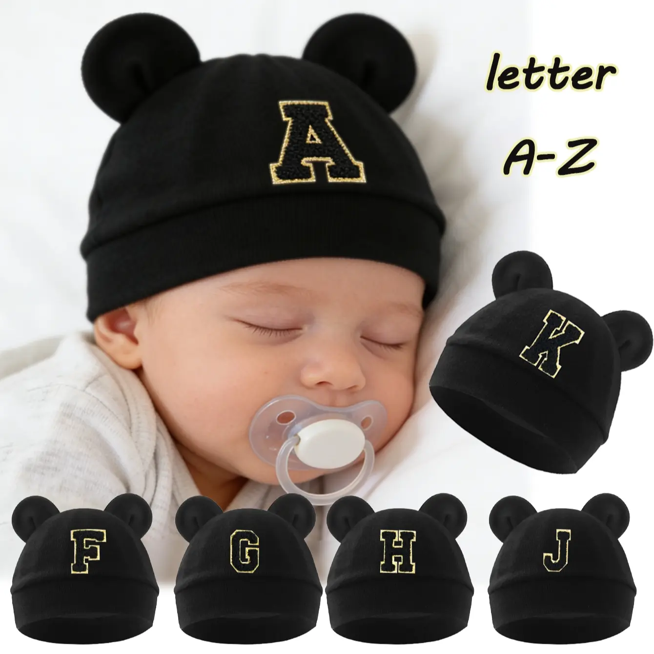 1 Piece Baby Knitted Hat with Cute Dual Ear Design, Simple Warmth, Daily Use, Plain Style, Infant Winter Accessory（0-3M）