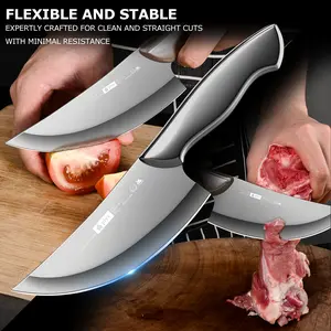Professional Boning Knife - Fixed Blade Knives with Leather Sheaths. Professional Grade Meat Cleavers. Ideal for Outdoor BBQ and Home Kitchens