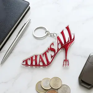 That’s All High Heel Acrylic Keychain,Devil Wears Movie Funny Sassy Quote Keyring, Red Stiletto Bag Charm, Fashion Lover Pendant Accessory,Gift for Women