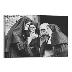 Home decor poster wall art for living room; black-and-white nun poster canvas print wall decoration; bedroom canvas poster; living room art painting; artist’s home decor gift