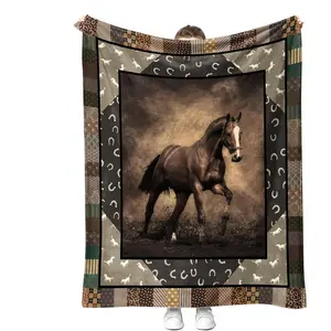 Horse Blanket for Couch Sofa Bed Soft Microfiber Plush Fleece Blanket Warmth Cozy Sherpa Throw Blankets Horse Gifts for Girls Women and Horse Lovers 60'' x 80'' (Horse Blanket03)