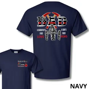 Firefighter Dad T-Shirt, Hero Graphic Tee, Soft Cotton Blend Shirt, Patriotic American Firefighter Apparel for Men, First Responders Gift for Father's Day Classic Menswear
