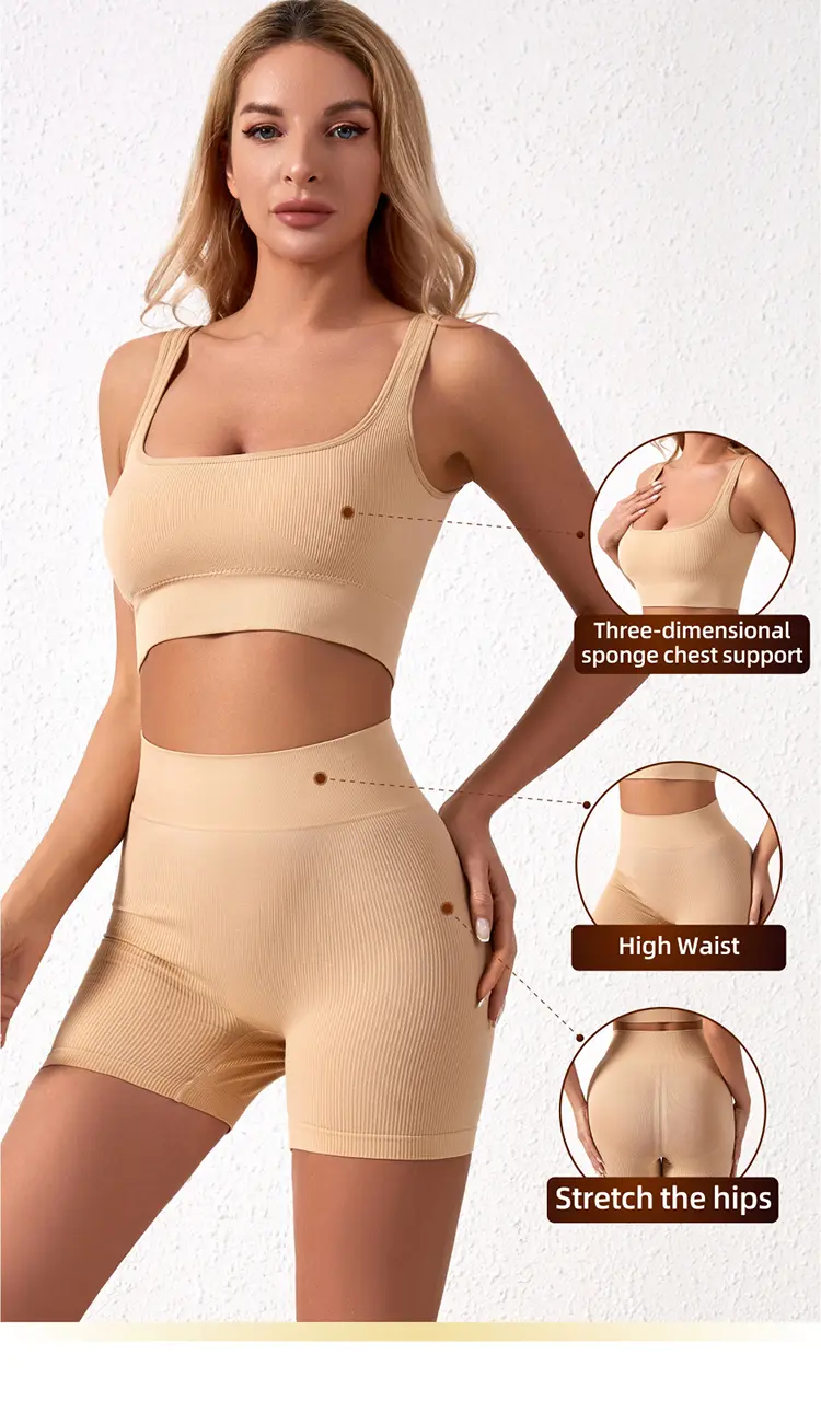 Product Introduction of VVL Women's Backless Halter Crop Top & High Waist Shorts Workout Gym Yoga Set,Sporty Breathable Comfy Fitness Outfits for Women,Ladies Gym Clothes 13