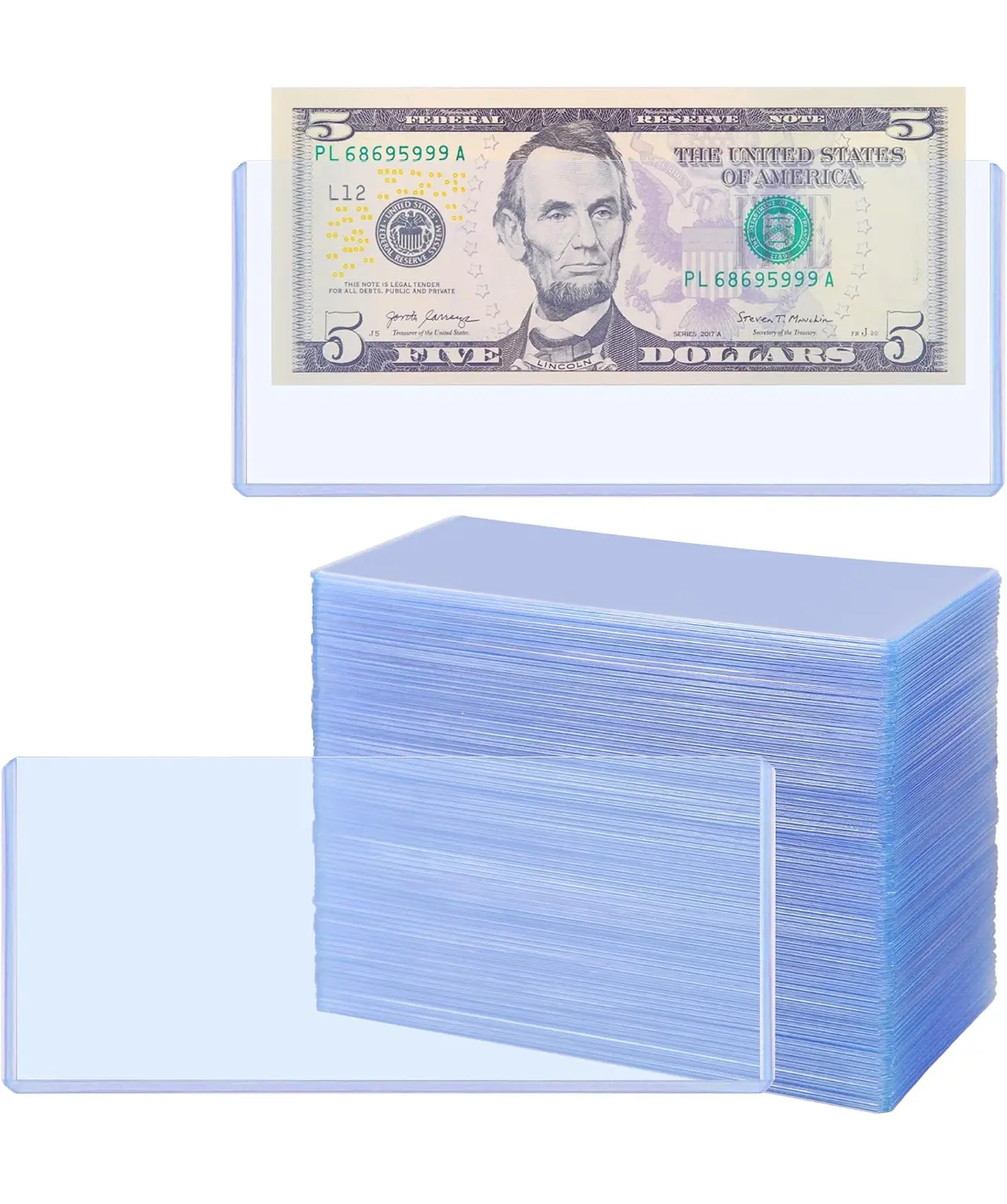 Banknote Top Load Holder for Collectibles, Trading Card Accessory Storage