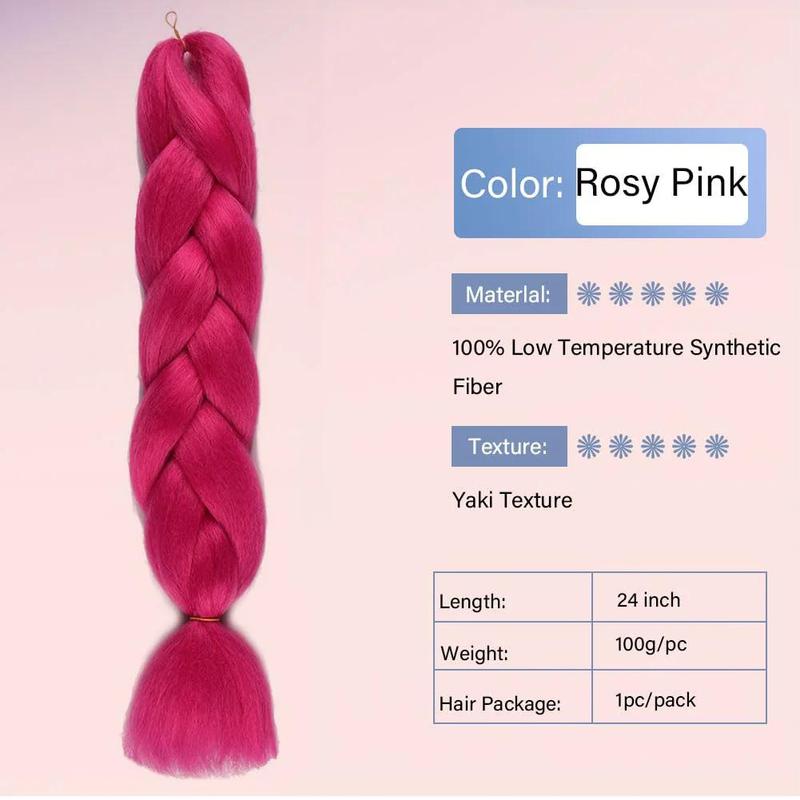Pink Jumbo Braiding Hair Extension 1pcs/Lot Crochet Braids Hair 100g/pc Hot Pink braiding hair Synthetic Crochet Braids Hair Extension (24Inch Rosy Pink)