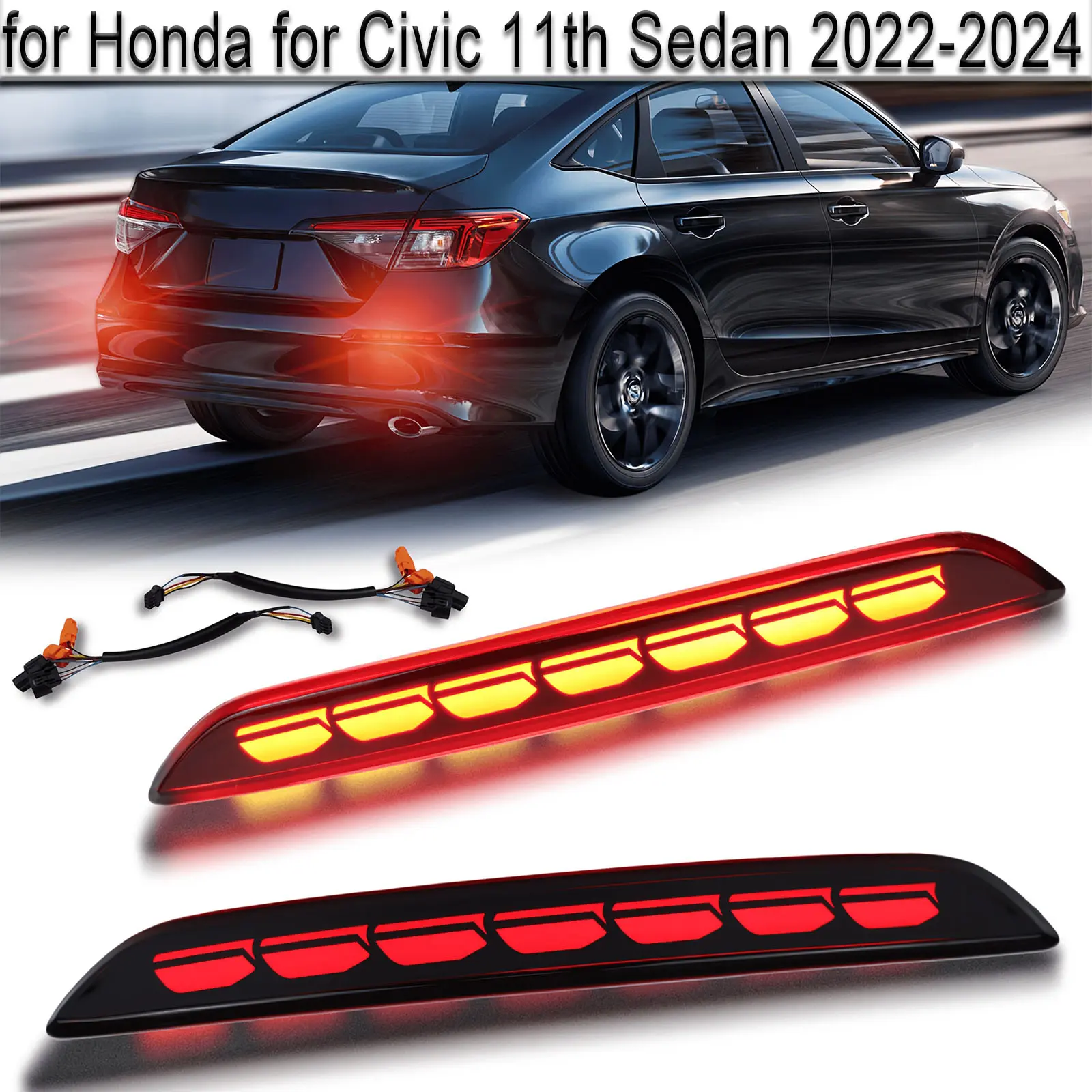 Sleek Rear Replacement Lamp Cover Accessories for Honda Civic 11th Generation 2022-2024 Sedan, 2-Piece Set, Complete Coverage, Easy Installation, Seamless Fit, Two Piece Set