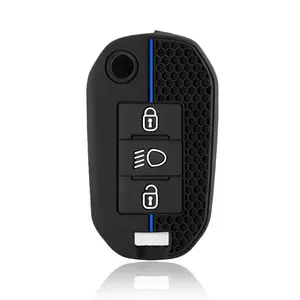Silicone Car Flip Key Case Cover For Peugeot C6 508 C5 C3 208 308 408 508 2008 3008 For Citroen C4 CACTUS C4L Berlingo 2021 Car Key Accessory Key Fob Protector