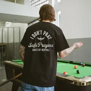 I Don't Pray Safe Prayers Built By Revival Vintage T-Shirt, Roaring Tiger Graphic Tee for Men, Motivational Back Print Shirt, Retro Streetwear, Heavy Cotton Casual Tee, Oversized Unisex Shirt, Gift for Him