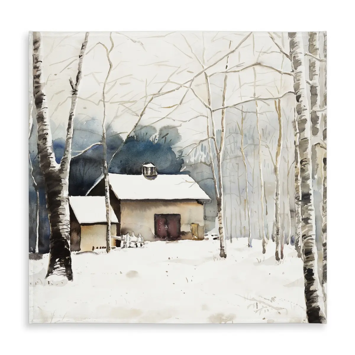 Begin Home Decor C1TC5858Z9SRRO 58 x 58 in. Trees Blue Rustic Tablecloth - Small Winter Barn Home Decor