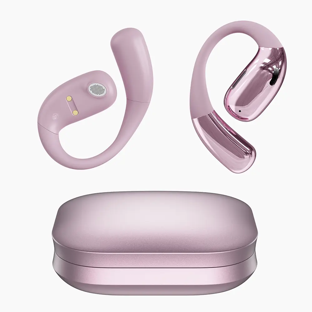 Open-Ear Air Conduction Bluetooth 5.4 Earbuds with Mic, LED Display Charging Case, Fast Charging, Ultra-Light Weight, 80H Playtime, ENC, Smart Voice Assistant, LDAC Hi-Res Audio for Work, Sports