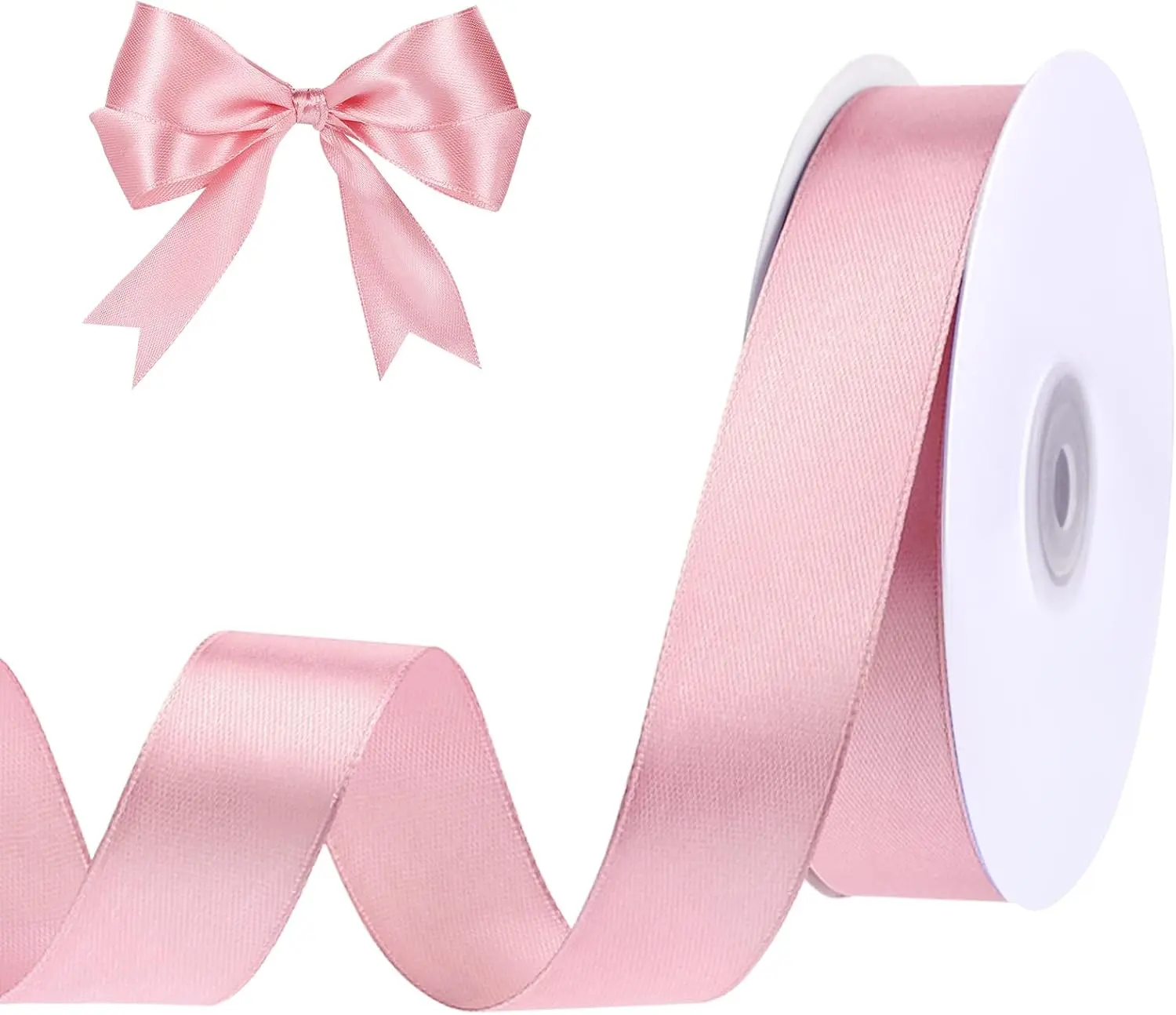 Pink Ribbon 1 Inch 50 Yards Pink Bow Satin Ribbon for Flower Bouquet Girls Hair Bows Diaper Cake Baby Nursery Bridal Party Ribbons