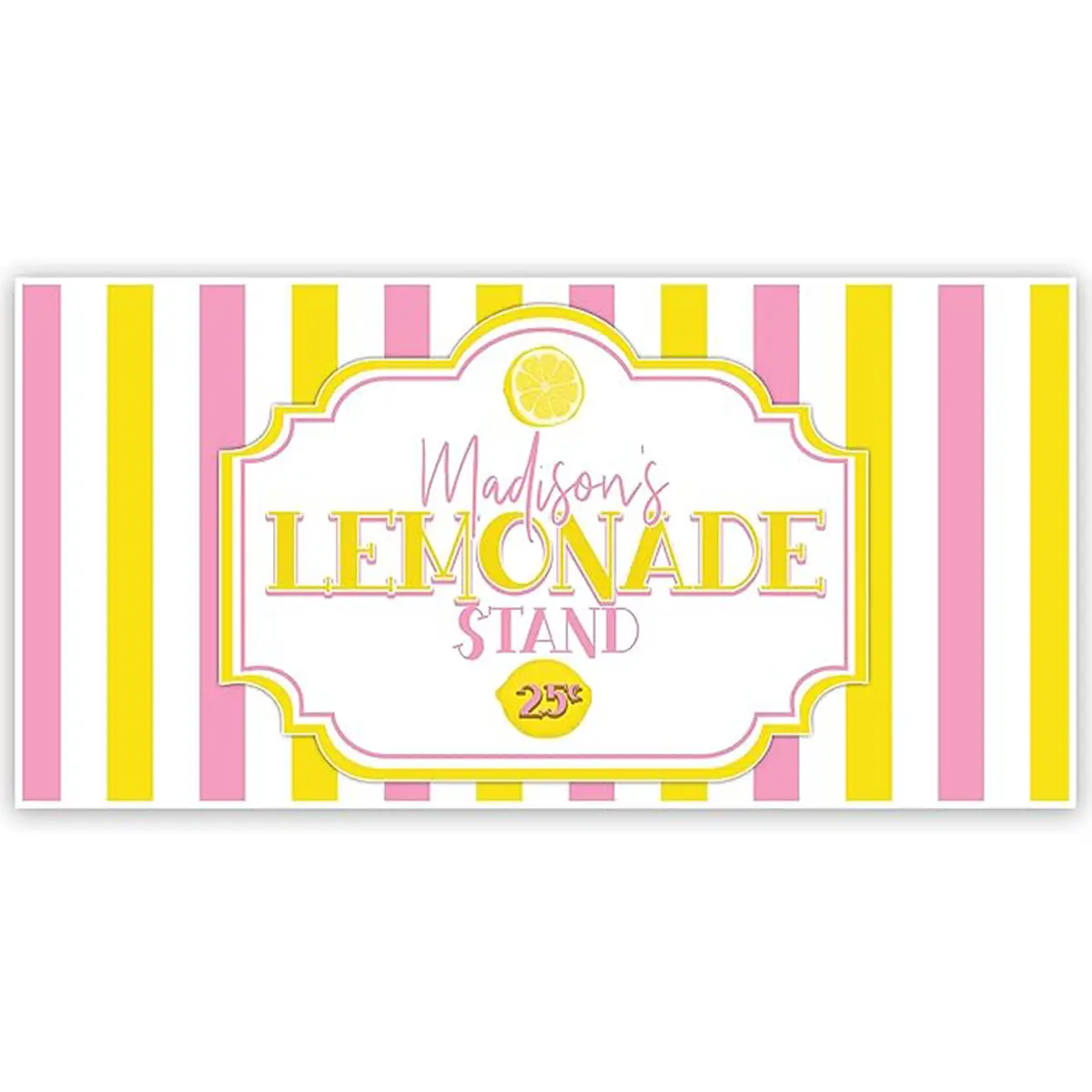 Pink and Yellow Striped Custom Lemonade Stand Banner