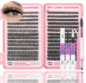 Lash Clusters Kit, 560 Pcs Eyelashes Clusters Kit 9-16mm Individual Lash Extension Kit D Curl Fluffy Wispy False Eyelashes (50D+60D New, Lash Clusters Kit)