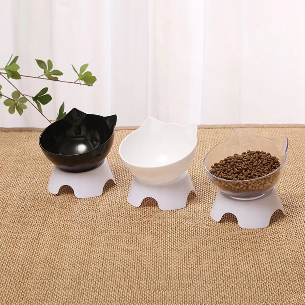 High Footed Cat Bowl, 1 Count Large Capacity Pet Drinking & Feeding Bowl, Neck Protection Cat Food Bowl, Pet Supplies for Indoor Outdoor Use, Christma