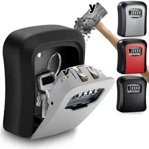 Wall Mount 4-Digit Password Key Lock Box Secure Storage Safe