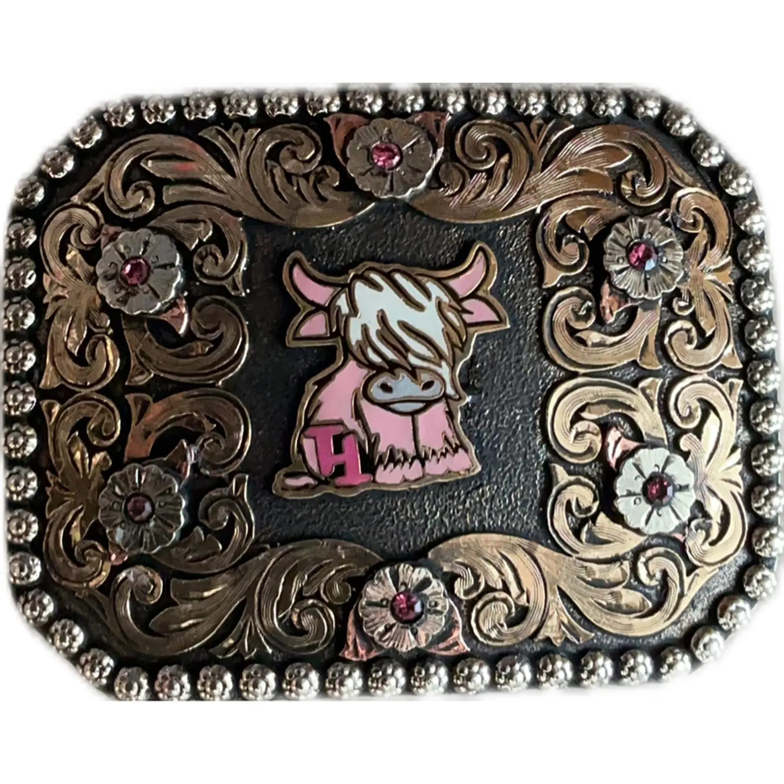 THT Pink Highland Cow Buckle