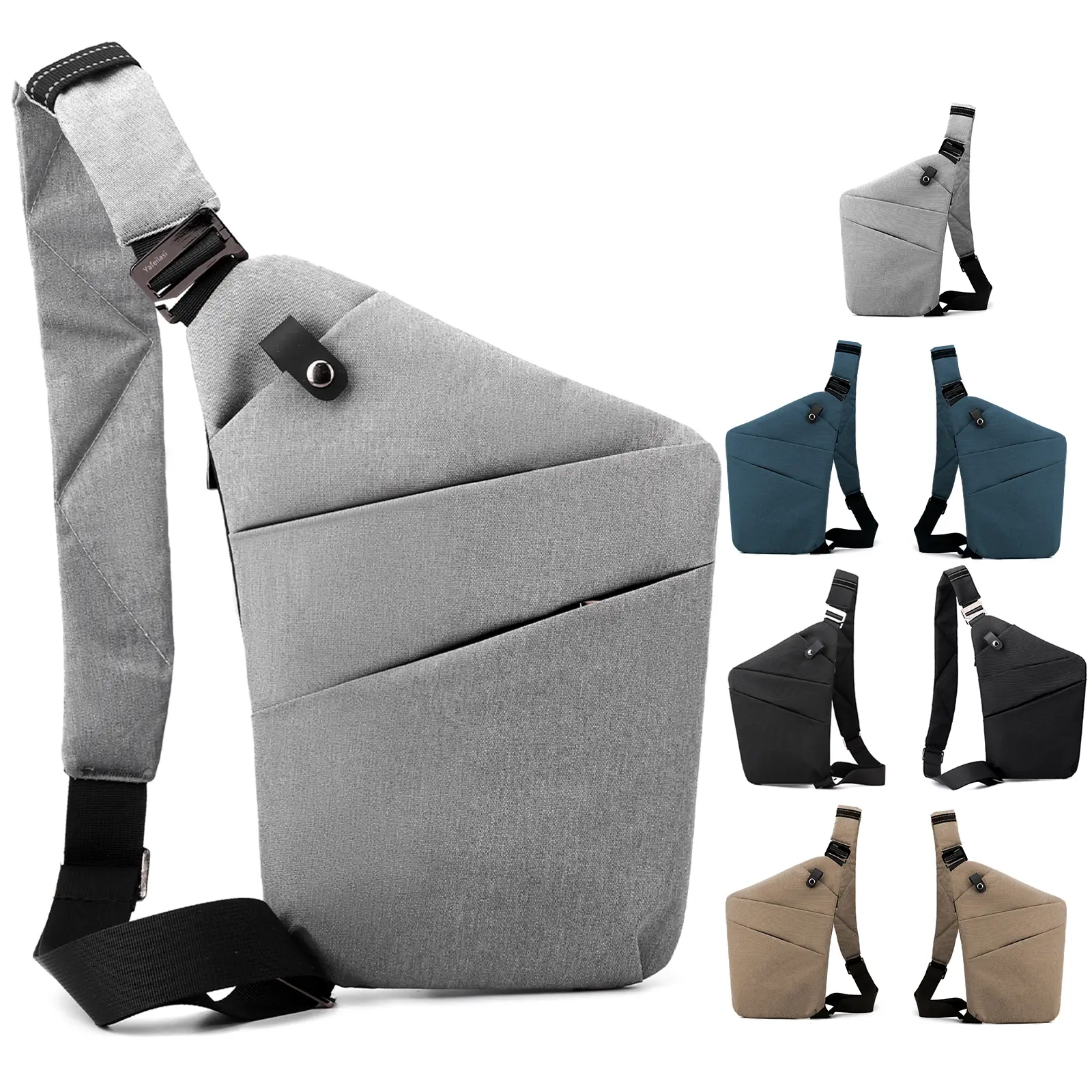 2 PCS Left & Right Shoulder Anti Theft Bag Wander Travel Bag Crossbody Bag with Adjustable Strap Slim Travle Purses for Women & Men