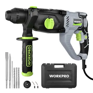 #JumpstartSale WORKPRO Premium 1-1/4 Inch SDS-Plus Rotary Hammer Drill, 7.5AMP, Lightweight Corded Version for Concrete Demolition Chipping Rotomartillo, 5 SDS-Plus Bits