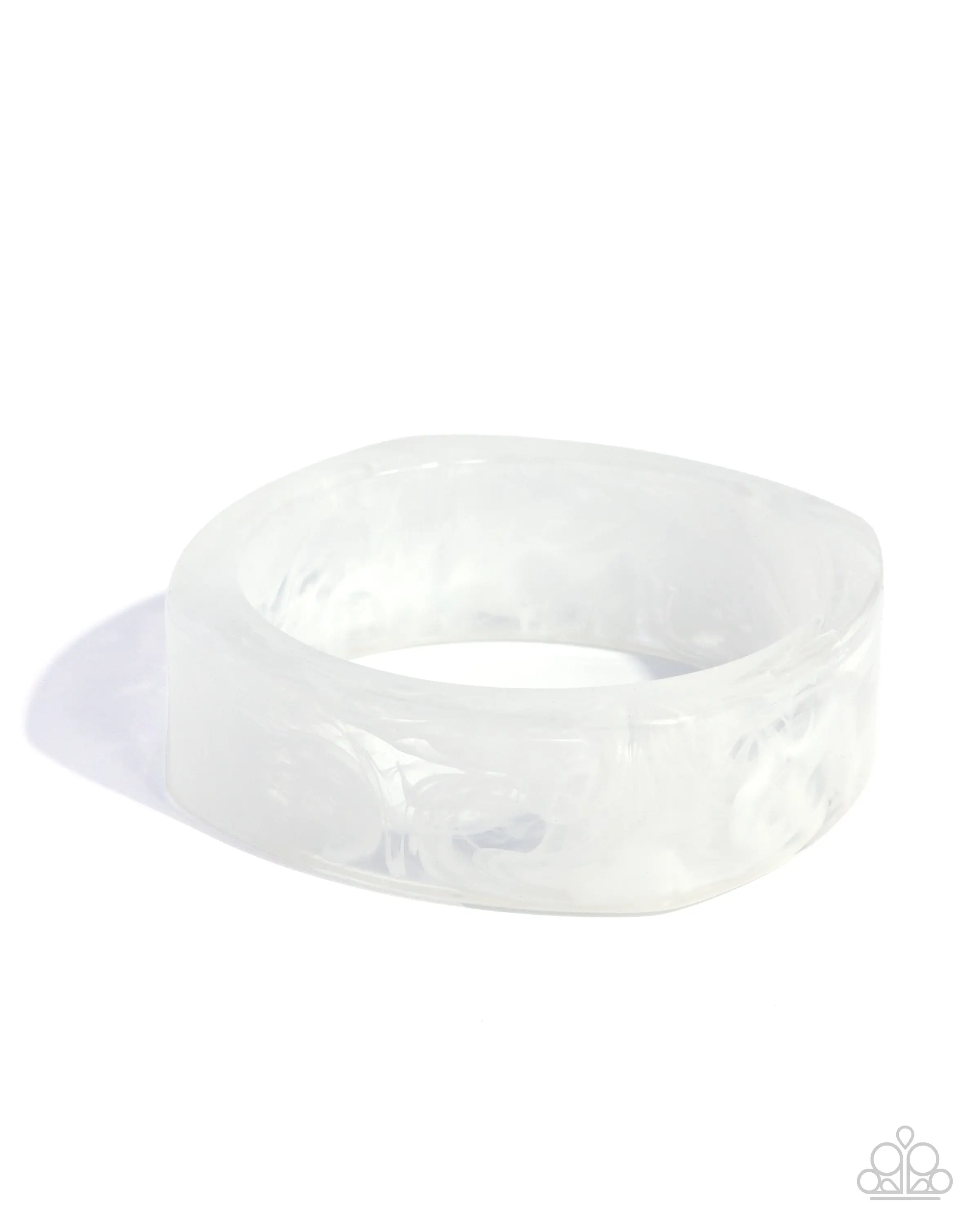 Reflective Runway - White Acrylic Bangle Bracelet - Paparazzi