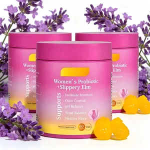 Her Juicy Feminine Probiotics Gummies - All in One Solution with Slippery Elm and Prebiotics 2 in 1 Feminine Probiotic Slippery Elm Gummies Women Probiotic Gummies with XOS Prebiotic 60ct