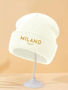 MILANO ITALY Knitted Beanie Fitted, Windproof and Warm, Winter Fashion Must-Have, Versatile Geometric Pattern Unisex, Outdoor Essential