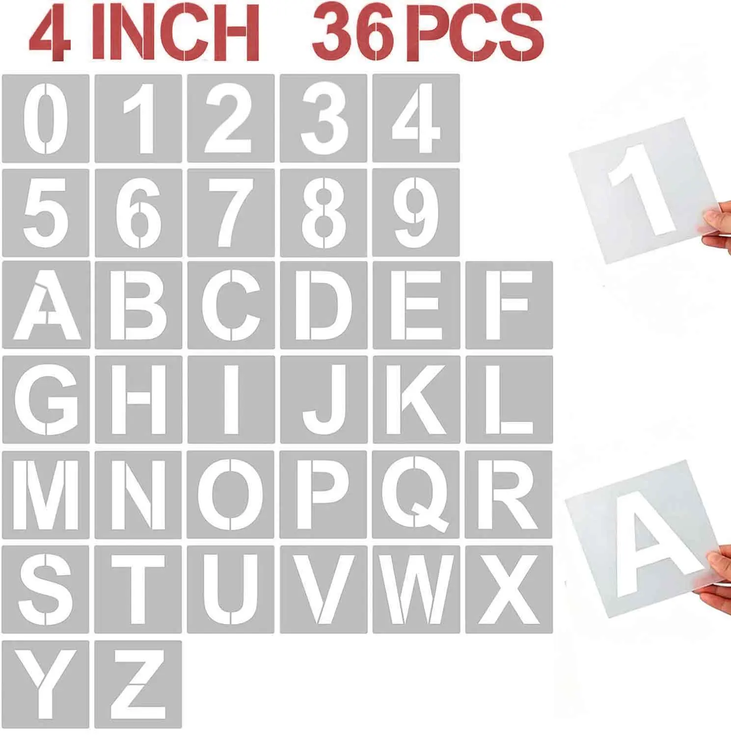 36 Pcs 4-Inch Reusable Plastic Block Letter & Number Stencils, DIY Crafting Templates for Customized Gifts, Wood Signs (Scrapbooking & Stamping Supplies)