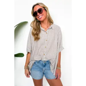 JoJo Striped Button Down Relaxed Top - BACK IN STOCK
