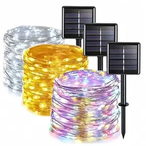 1PC，30m 300led Solar Outdoor String Lights, 8 Modes, Ip44 Waterproof, Garden Decor, Party, Wedding, Warm /cool /multicolor