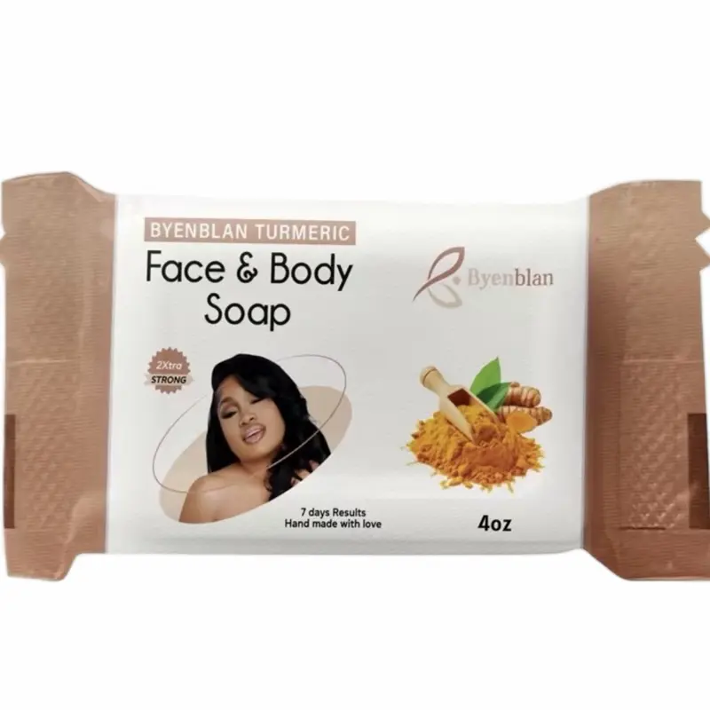 Byenblan Turmeric Face & Body Soap - Natural Cleansing Bar for Gentle Skin Care 4oz Hand Made with Love Facial Daily Radiant Smooth Cleanser
