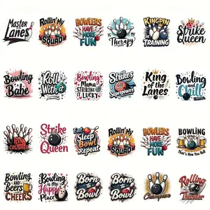 36-Piece Bowling Ball DIY Embroidery Transfer Stickers, Washable Plastic Heat Transfer Decals for T-Shirts, Jeans, Masks, Backpacks