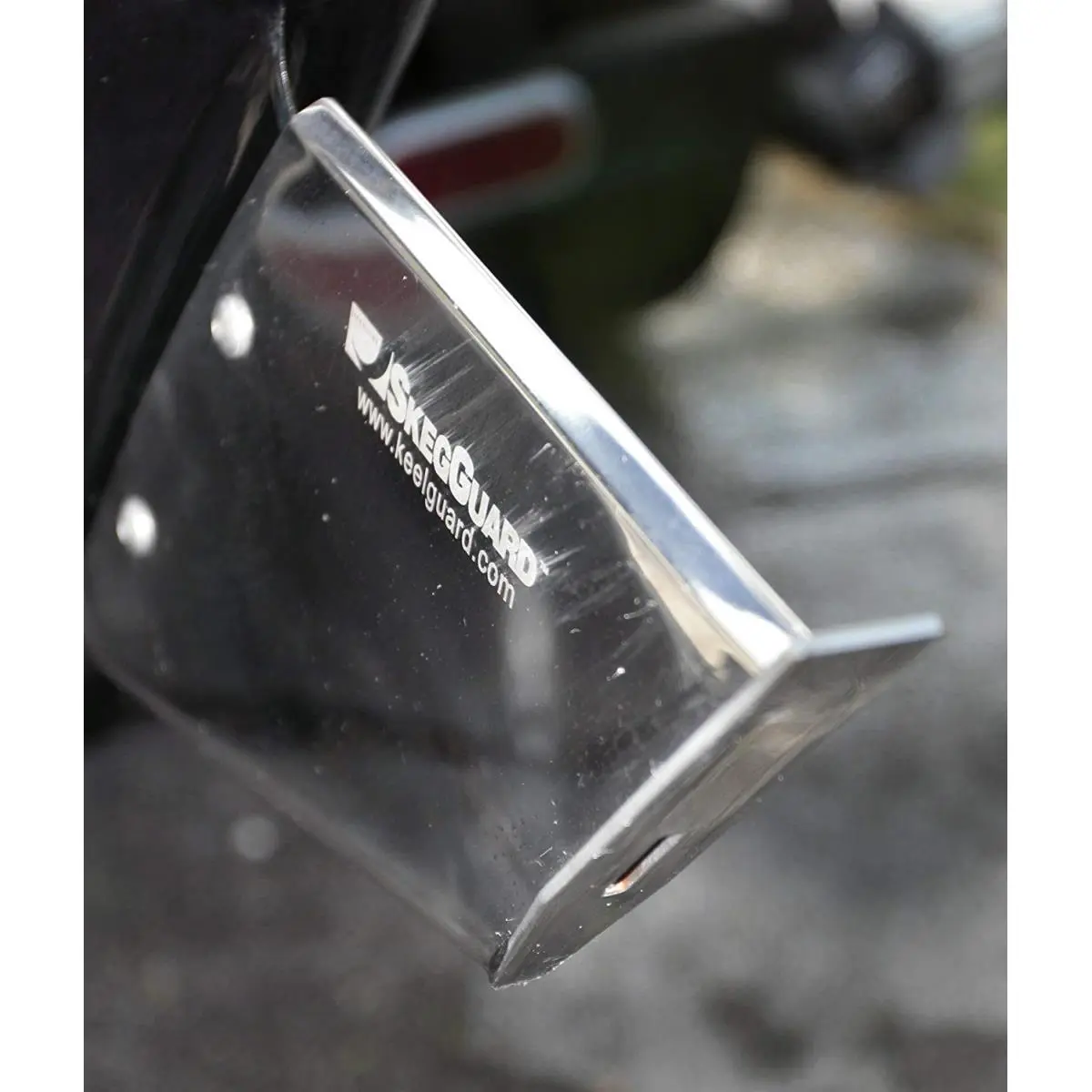 Megaware SkegGuard for Yamaha 200-300 HP 2 & 4 Stroke Outboards (2003-Present), Mirror Polished 316 Stainless Steel with 3mm Wear Tab for Wear Protection, DIY Install, 2-3 Inches, 3 Year