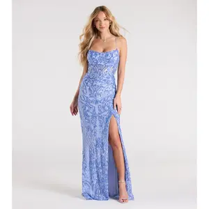 Lucille Lace-Up Corset Sequin Formal Dress