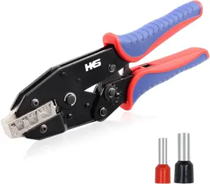 HKS Crimping Tool for Sleeves Ferrule Terminals & Pin Cord End- Ratcheting Wire Crimpers - AWG 10-2 (6-35mm²) - Ratchet Crimper - Crimping Tool