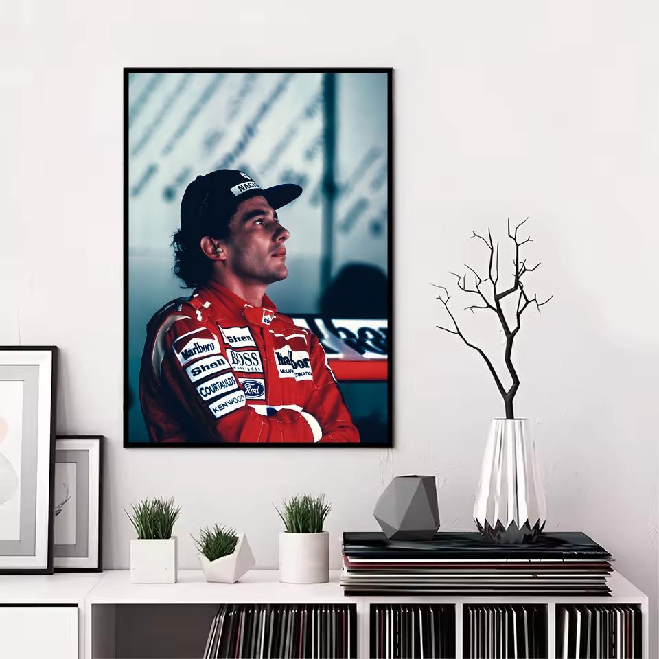F1 A-Ayrton Senna Painting Calligraphy Canvas Poster: Crease Free Waterproof Durable All Space Wall Decor