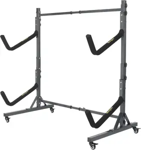 Bonnlo Kayak Stand Freestanding Storage Rack for Kayak Canoe Boat Paddle Board SUP Surfboard for Indoor Outdoor Garage, Shed, Dock with Lockable Wheels Wide Adjustable