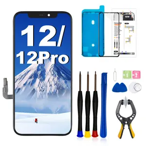 EFAITHFIX for iPhone 12/12 PRO LCD Screen Replacement 6.1 Screen with Clamp Suction Cup 3D Touch Display Digitizer Screen Assembly with Repair Tools Tempered Glass Waterproof Adhesive