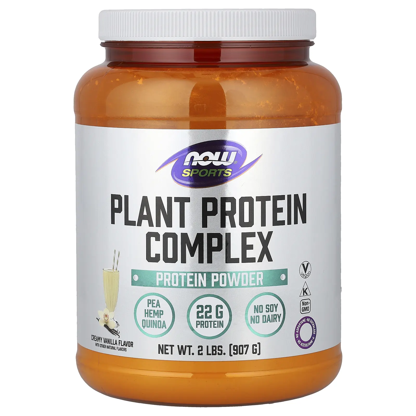 NOW Foods Sports, Plant Protein Complex, Creamy Vanilla, 2 lbs (907 g)