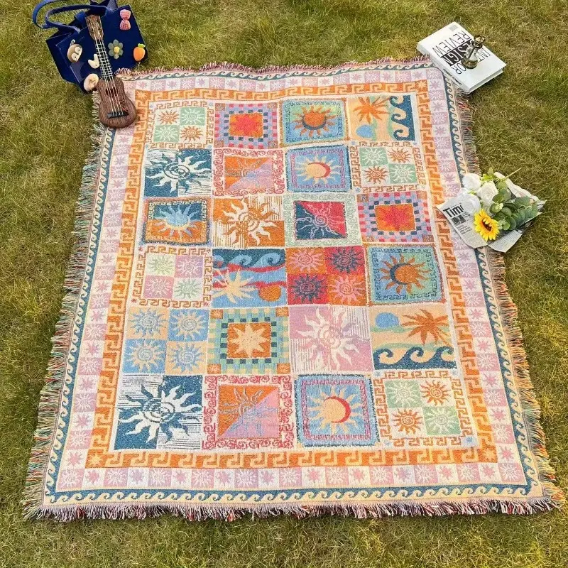 Outdoor blanket Portable thickened picnic blanket Camping blanket, Camping Supplies, Beach towel, courtyard garden tent mat Washable thermal blanket, outdoor decoration Suitable for taking pictures Anti-tear leisure blanket Tablecloth