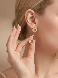Elegant Copper Stud Earrings, Eco-Friendly Artificial Zircon, Vintage Hollow Circle Design, Minimalist Fashion Jewelry for Women