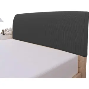 Easy-Going Stretch Bed Headboard Cover,Small Square Jacquard Headboard Slipcover, Dustproof Bed Head Cover for Bedroom (Queen,Dark Gray) Easy-Going
