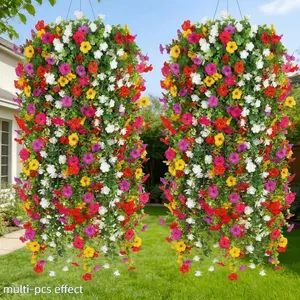Artificial Hanging Trumpet Vine Flowers, Artificial Wisteria Flowers, Fake Flowers Outdoor, Outdoor Decorations, Eucalyptus Leaves Artificial Plants, No Maintenance, Multi-Functional Home Decoration