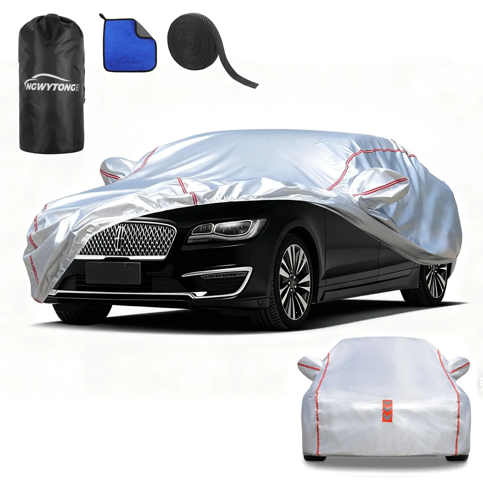 Custom Fit Car Cover for Lincoln MKZ - 4-Upgrade Waterproof All-Weather Cover with All-Around Fastening, 60s Quick Installation for Vehicle Protection