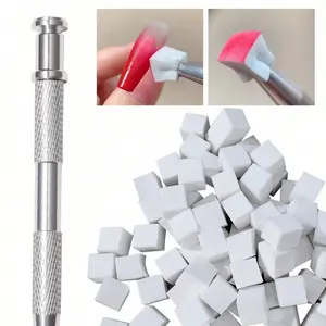 50pcs Mini Nail Art Blocks, Gradient Blush Sponge Applicator, Stainless Steel Clipper Pen Set, Makeup Tools Kit