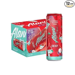 Alani Nu CHERRY SLUSH Sugar Free, Low Calorie Energy Drinks, 200mg Caffeine, Biotin B Vitamins, Zero Sugar, 10 Calories, 12 Fl Oz Cans, 12 Pack
