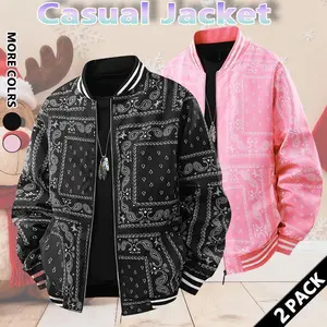 Men's Casual Cashew Flower Varsity Jacket, Vintage Lightweight Bomber Baseball Collar Jackets, Classic Fabric, Men's Fashion Stylish, Men's jackets, Streetwear, Men's Clothing Halloween Gifts SpringStatements